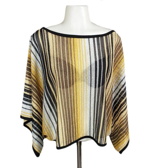 Karen Kane Sheer Mesh Vertical Striped Top, Size L - Picture 1 of 7